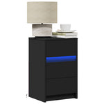 ZNTS Bedside Cabinet with LED Lights Black Engineered Wood 852013