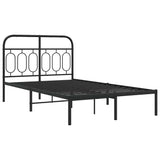 Metal Bed Frame without Mattress with Headboard Black 120x200cm 377115