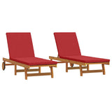 Sun Lounger 2 pcs Solid Acacia Wood Brown 3325198