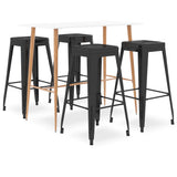 5 Piece Bar Set White and Black 3057429