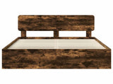 Bed Frame Smoked Oak 160 x 200 cm Solid Pine Wood 3412055