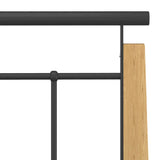 Bed Frame Black and Light Oak Powder-coated metal, solid oak wood 324897