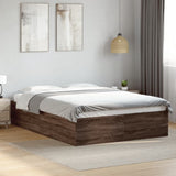 ZNTS Bed Frame Brown Oak 140x190 cm Engineered Wood 3281034