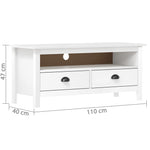 ZNTS TV Cabinet Hill White 110x40x47 cm Solid Pine Wood 288924