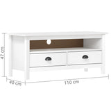 ZNTS TV Cabinet Hill White 110x40x47 cm Solid Pine Wood 288924