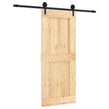 Sliding Door Natural and Black 85 x 210 cm Solid Pine Wood 3445160