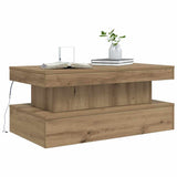 Coffee Table with LED Lights Artisian Oak 90x50x40 cm 857715