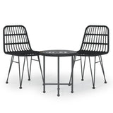 Garden Dining Set Black Steel, Polyethylene with a Rattan Look 3157832