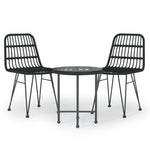 ZNTS 3 Piece Garden Dining Set Black Poly Rattan 3157832