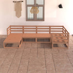 ZNTS 6 Piece Garden Lounge Set Honey Brown Solid Pinewood 3075687