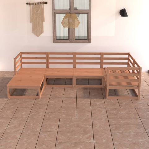 ZNTS 6 Piece Garden Lounge Set Honey Brown Solid Pinewood 3075687