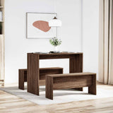 3 Piece Dining Table and Bench set Brown Oak Engineered Wood 855537
