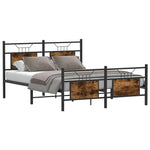 Bed Frame without Mattress Smoked Oak 140x200 cm Engineered Wood 4106762