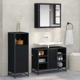 Bathroom Furniture Set with Door 3 pcs Old Wood Engineered Wood 3402491