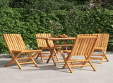 Folding Garden Chair Set of 4 Natural Wood Solid teak wood Medium 3155052