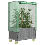 Raised Bed with Cover and Wheels Rattan Look 80x50x182 cm 4015864