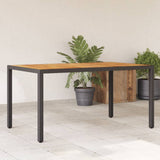 Garden Table with Acacia Wood Top Black 150x90x75 cm Poly Rattan 365535