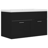 Sink Cabinet with Built-in Basin Black Engineered Wood 3070830