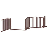 Dog Gate with Door Foldable 8 Panels Brown 640 cm Poplar Wood 3155634