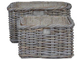 Firewood Basket 2 pcs Grey Lacak Rattan 42020971