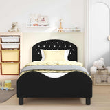 Children's Bed Frame with Headboard Black 90 x 200 cm Velvet 42011129