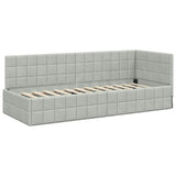 Corner Bed Frame Light Grey 80 cm x 200 cm Velvet 42016368