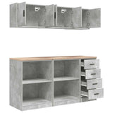 ZNTS Garage Cabinets 6 pcs Concrete Grey Engineered Wood 3328353