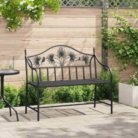 Garden Bench Black 104 x 54 x 93cm Steel 42008115