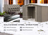 7 x 4ft Metal Garden Storage Shed with Vents, Floor Foundation Kit and Lockable Double Doors, Light T3398P314221
