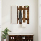 Wall-Mounted Coat Rack with Mirror Smoked Oak 100 x 10 x 100 cm 874511