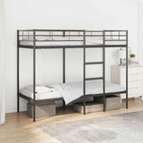 Bunk Bed without Mattress Black 75x190 cm Small Single Steel 42000319