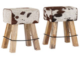 Bar Stool 2 pcs Brown and White 44 x 33 x 74 cm Real Leather 42042125