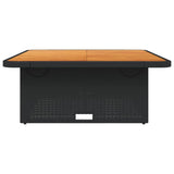 Garden Table Black 110x110x71 cm Poly Rattan and Acacia Wood 368272