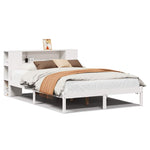 ZNTS Bookcase Bed without Mattress White 135x190 cm Double Solid Wood Pine 3321535