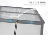 Wooden Cold Frame, Small Polycarbonate Greenhouse for Plants with Openable & Tilted Top Cover, Grey, T3398P328420