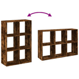 Room Divider Bookcase Smoked Oak 69.5x29x103.5 cm Engineered Wood 858016