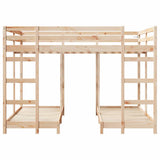 Triple Bunk Bed Frame Brown 140 x 200 cm Solid Pine Wood 3414564