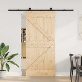 Sliding Door with Hardware Set 95x210 cm Solid Wood Pine 3332624