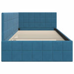 Corner Bed Frame with Headboard Blue 90 x 190 cm Velvet 42016377