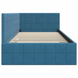 Corner Bed Frame with Headboard Blue 100 cm x 200 cm Velvet 42016397