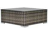 Square PE Wicker Rattan Table with Glass Top - Dark Grey T3398P323875