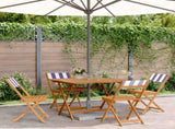 5 Piece Garden Dining Set Blue and White Fabric and Solid Wood 3281789