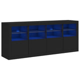 Sideboard with LED Lights Black 163x37x67 cm 3209073