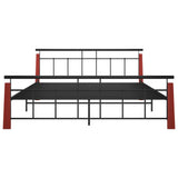 Bed Frame without Mattress Metal and Solid Oak Wood 180x200 cm Super King 324895