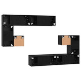 TV Units Wall-mounted 4 pcs Black Oak Engineered wood 3393493