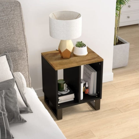 ZNTS Side Table 40x31x46 cm Solid Wood Mango&Engineered Wood 350647