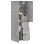 Highboard Concrete Grey 69.5x34x180 cm Engineered Wood 3196007