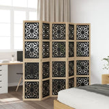 Room Divider 5 Panels Brown and Black Solid Wood Paulownia 358806