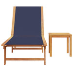 ZNTS Sun Lounger with Table Blue Solid Wood Acacia and Textilene 4008418