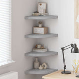 Wall Corner Shelves 4 pcs Concrete Grey 35x35x3.8 cm MDF 326644
